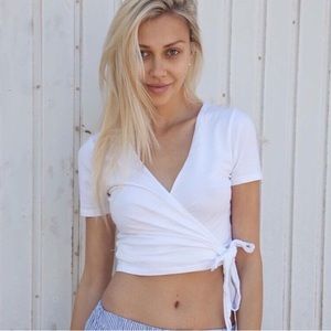 Brandy Melville White Rae Wrap Top